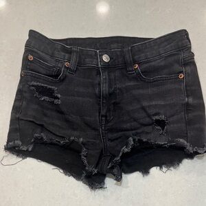 American Eagle Black Distressed Jean Shorts